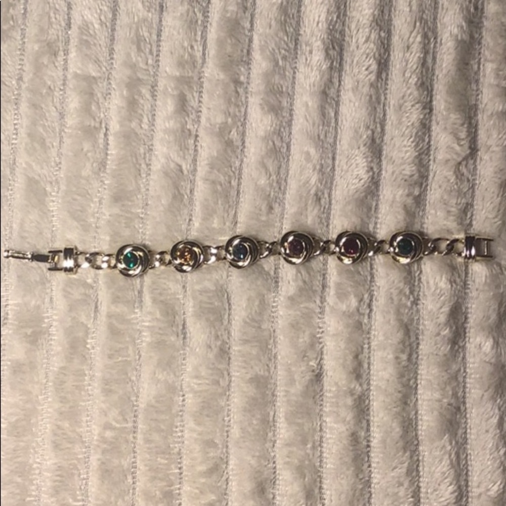 Unisex gold bracelet with carved colored diamonds - Picture 4 of 7